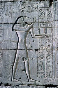 Relief montrant Thoth, Le Ramesseum, Temple de Ramsès II, Louxor, Égypte