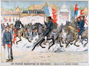 Revue de la cavalerie indigène, Indochine française, 1903