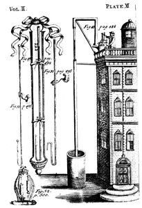 Les expériences de Robert Boyle avec des pompes à air, 1725