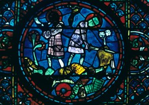 Roland brise son épée et sonne son cor, vitrail, cathédrale de Chartres, France - Unbekannt