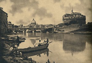 Rome - Le Tibre - Château et pont de S. Angelo. Dôme de Saint-Pierre, 1910