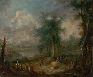 Paysage romantique avec personnages - Unbekannt