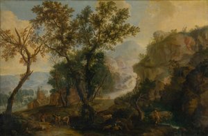 Paysage romantique avec personnages - Unbekannt