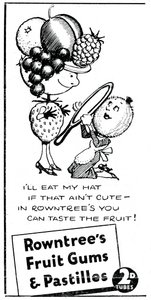 Bonbons et pastilles aux fruits de Rowntree, 1938