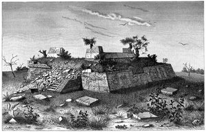 Ruines des marches de la pyramide de Xochicalco, Mexique, 1901