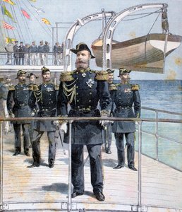 Amiral russe Avellan à bord du croiseur Empereur Nicolas Ier, 1893