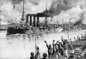 Croiseur russe en route pour la bataille de Chemulpo, guerre russo-japonaise, 1904-1905 - Unbekannt