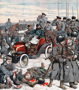 Général russe dirigeant la campagne depuis sa voiture, guerre russo-japonaise, 1904