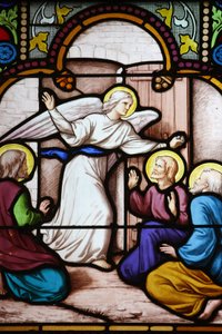 Cathédrale Saint-Corentin, Quimper Vitrail : apparition à Saint Pierre, Quimper, France