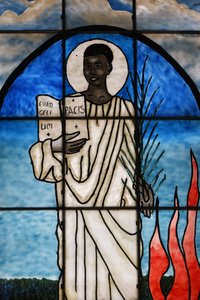 Saint Kiriwawanvu représenté sur vitrail, Lomé, Togo