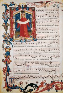 Partition avec illumination dans le Codex Squarcialupi, c.1410-1415