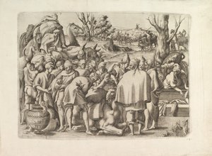 Recherche dans les bagages du frère de Joseph, vers 1545 - Unbekannt