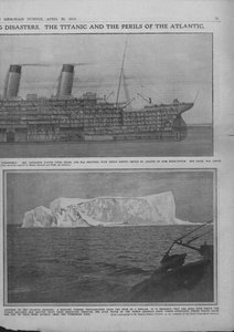 Diagramme en coupe du Titanic et iceberg, 20 avril 1912