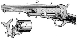 Vue en coupe du revolver Colt, vers 1880