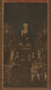 Shaka, Monju, Fugen et les Dix Grands Disciples Judai Deshi, 14e siècle