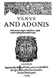 Première œuvre publiée de Shakespeare - 1ère édition de Vénus et Adonis, 1593, 1946
