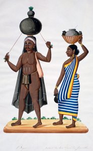 Berger et sa femme portant du lait, Inde, 1834