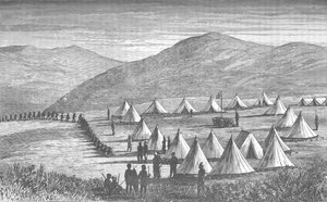Camp de Sir Garnet Wolseley à Ulundi : les Zoulous viennent rendre leurs armes, vers 1880