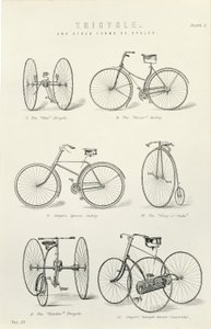 Six formes anciennes de bicyclettes et tricycles, 19ème siècle - Unbekannt