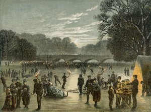 Patinage sur la Serpentine à Hyde Park, Londres, vers 1850
