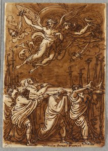 Folio de Carnet de Croquis, Les Apôtres Portant le Corps de la Vierge au Tombeau, Étude d