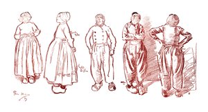 Croquis à Volendam, Hollande, 1900 - Unbekannt