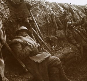 Soldats se reposant dans les tranchées, vers 1914-1918 - Unbekannt