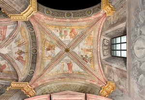 Transept sud, première travée est, Jacob envoie le fils de Joseph au pâturage, Complot des frères pour capturer Joseph, Ruben suggère de le jeter dans le puits, Joseph vendu aux marchands, Cathédrale Santa Maria Assunta, Duomo, Crémone, Lombardie, Italie