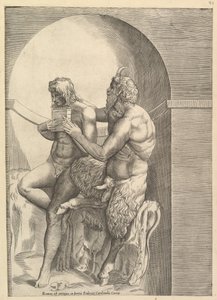 Speculum Romanae Magnificentiae: Pan enseignant au jeune Olympus à jouer de la flûte, vers 1540-80