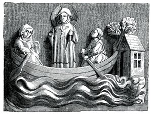 Saint Julien et Sainte Basilissa, sa femme, transportant le Christ dans leur bateau, 13ème siècle 1870 - Unbekannt
