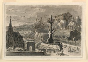 Décor de scène, agglomération de divers bâtiments - Unbekannt