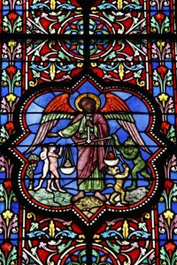 Vitrail dans la cathédrale Notre-Dame de Bayeux, Bayeux, France