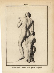 Statue de Bacchus, le dieu romain du vin, nu avec un satyre - Unbekannt
