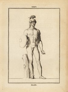 Statue de Mars, dieu romain de la guerre avec casque et bouclier - Unbekannt