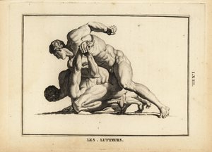 Statue de deux lutteurs masculins nus