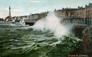 Tempête, Blackpool, Lancashire, vers 1905