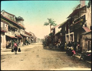 Rue à Rangoon, Birmanie, fin du 19e ou début du 20e siècle