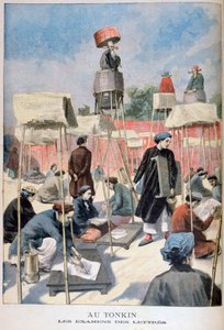Étudiants passant un examen écrit, Tonkin, Vietnam, 1895