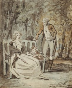 Étude pour un portrait : Une dame et un gentleman dans un parc - Unbekannt