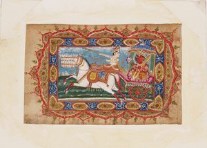 Surya, le dieu du soleil, dans un char tiré par sept chevaux, début du 19e siècle
