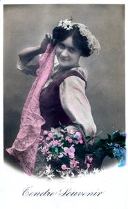 Tendre Souvenir, carte postale française, vers 1900