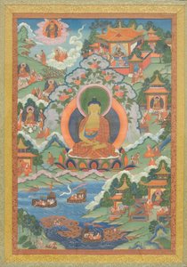 Thanka avec Bouddha, 19ème siècle