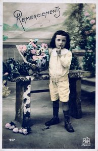 Merci, carte postale française vintage, c1900 - Unbekannt