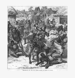 La guerre Ashantee : la brigade navale dégageant les rues de Coomassie, 1874