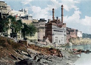 La mosquée Aurangzeb, Varanasi, Inde, vers 1890