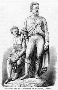 Le Monument Burke et Wills à Melbourne, Australie, 1865