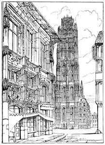 La flèche de la cathédrale, Rouen, 1835 - Unbekannt