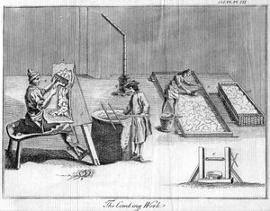 Le peignage, vers 1750