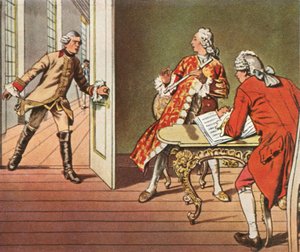 Le prince héritier et son professeur de musique sont interrompus pendant une leçon de flûte, 1729, 1936