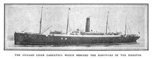 Le paquebot Cunard Carpathia qui a sauvé les survivants du désastre, 20 avril 1912 - Unbekannt